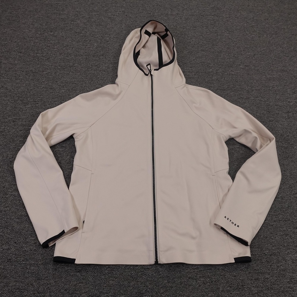 AETHER Jacket Womens Small Beige Hooded Softshell Full Zip Lightweight Outdoor